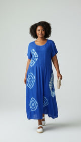 Smocked Bodice Midi Dress - Royal