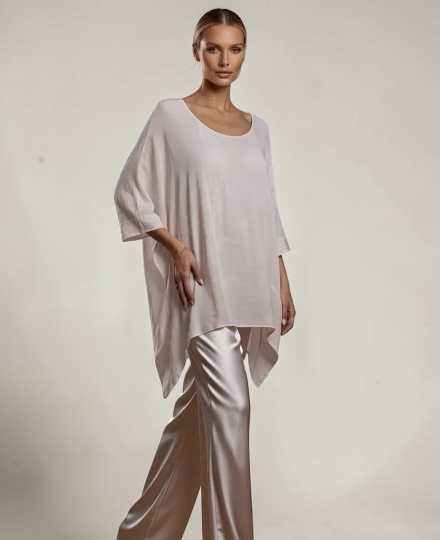 Women's Flowing Asymmetric Top - Pink