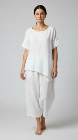 Asymmetric Linen Tunic  - White