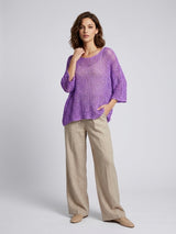 Relaxed Knit Top with Open Weave - Lilac