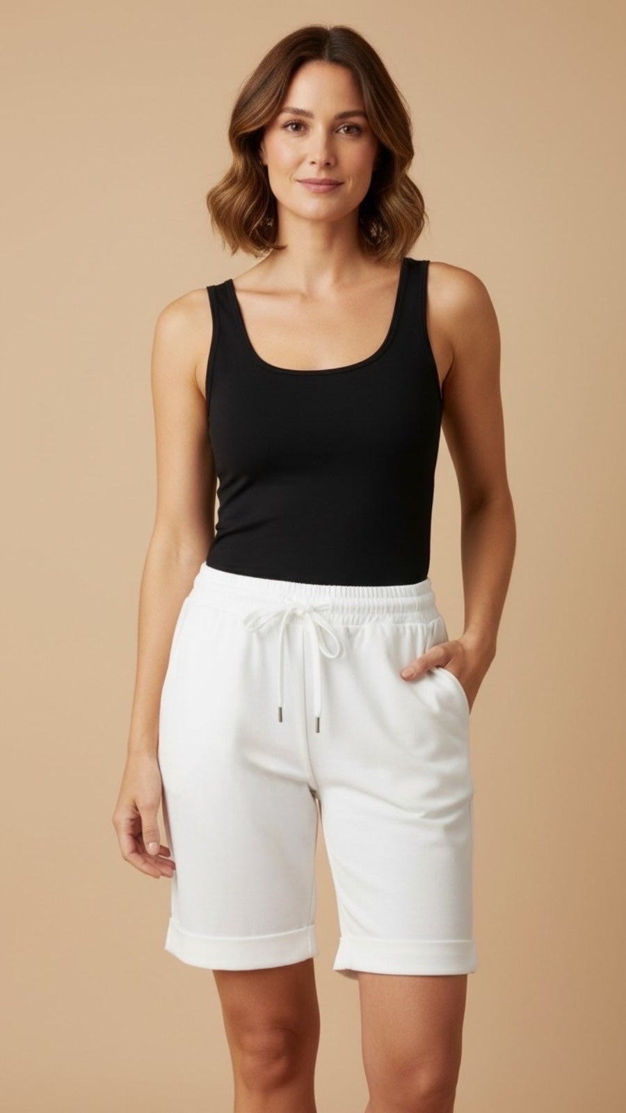 Relaxed Fit Drawstring Shorts - White