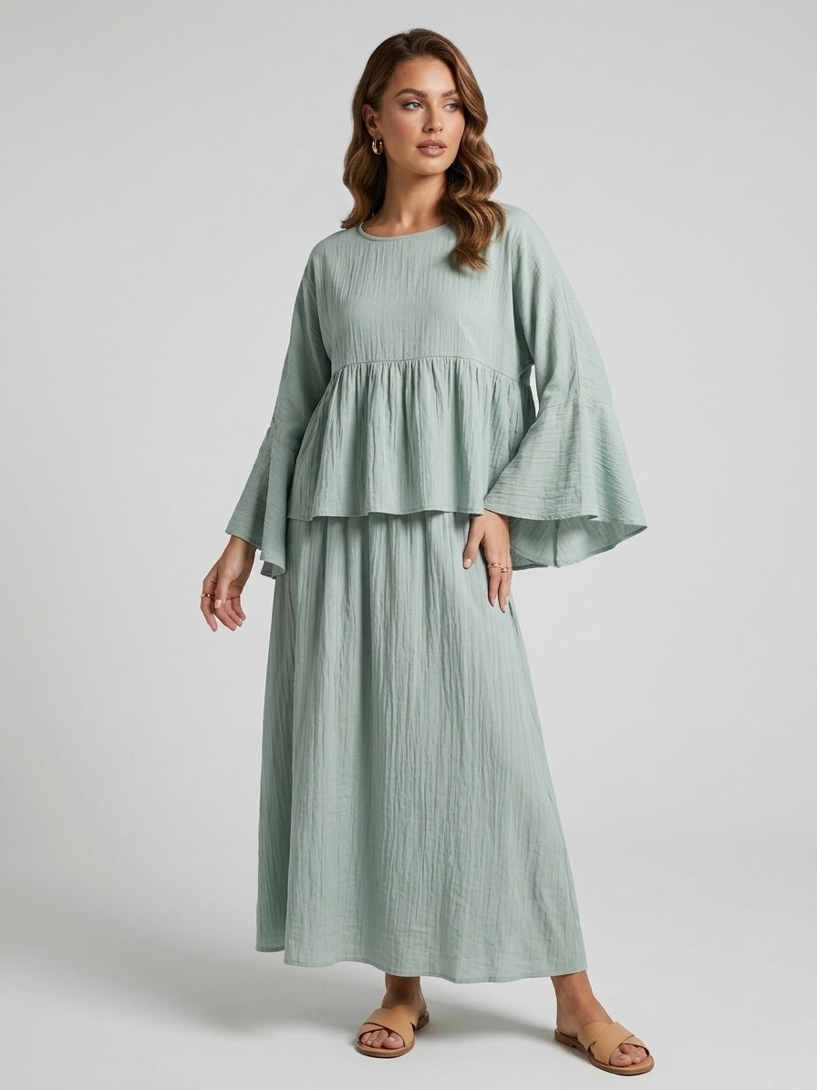 Tiered Bell Sleeve Set - Mint