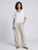 Embroidered Lace Tiered Top - White
