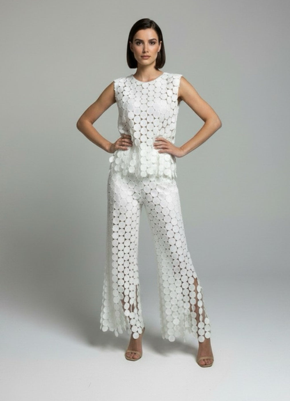 Circular Lace Co-ord Set - White