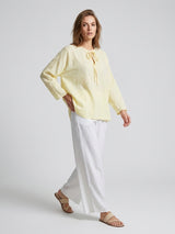 Effortless Crinkle Wide-Leg Trousers - Yellow