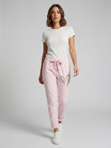 Sparkling Heart Crushed Effect Trousers - Pink