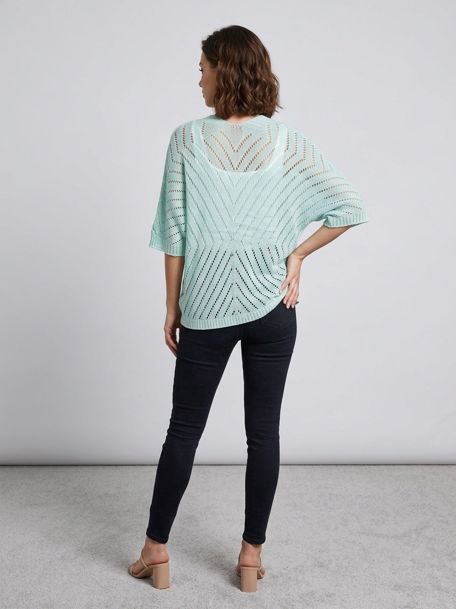 Open-Knit Relaxed Cardigan - Mint (2)