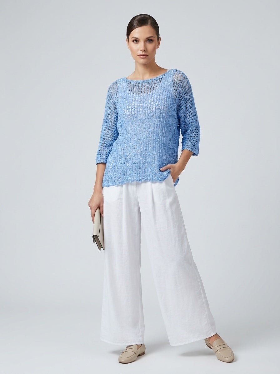 Popcorn poncho - Sky Blue