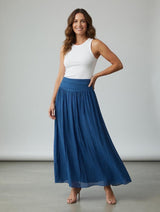 Smocked Waist Maxi Skirt - Teal