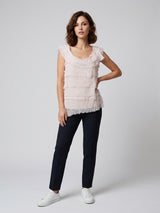 Ruffled Tiered Sleeveless Top - Soft Pink