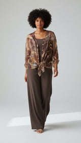 Marble Print Oversized Shirt - Brown
