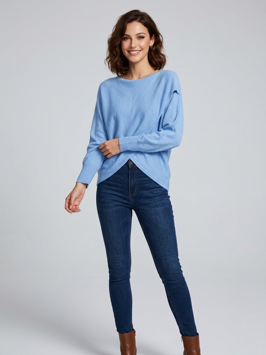 Crossover Knit Sweater - Sky Blue
