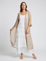 Maxi Sheer Silk Kimono Duster - Camel