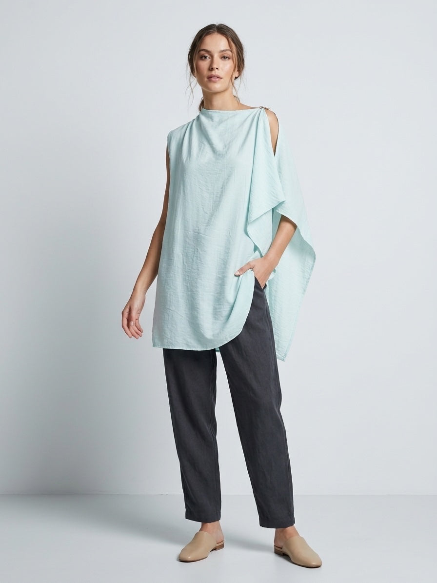 Asymmetric Draped Minidress - Mint