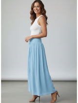 Smocked Waist Maxi Skirt - Sky Blue