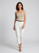 High Waist Tailored Trousers - White