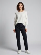 Boat Neck Knit Sweater - White