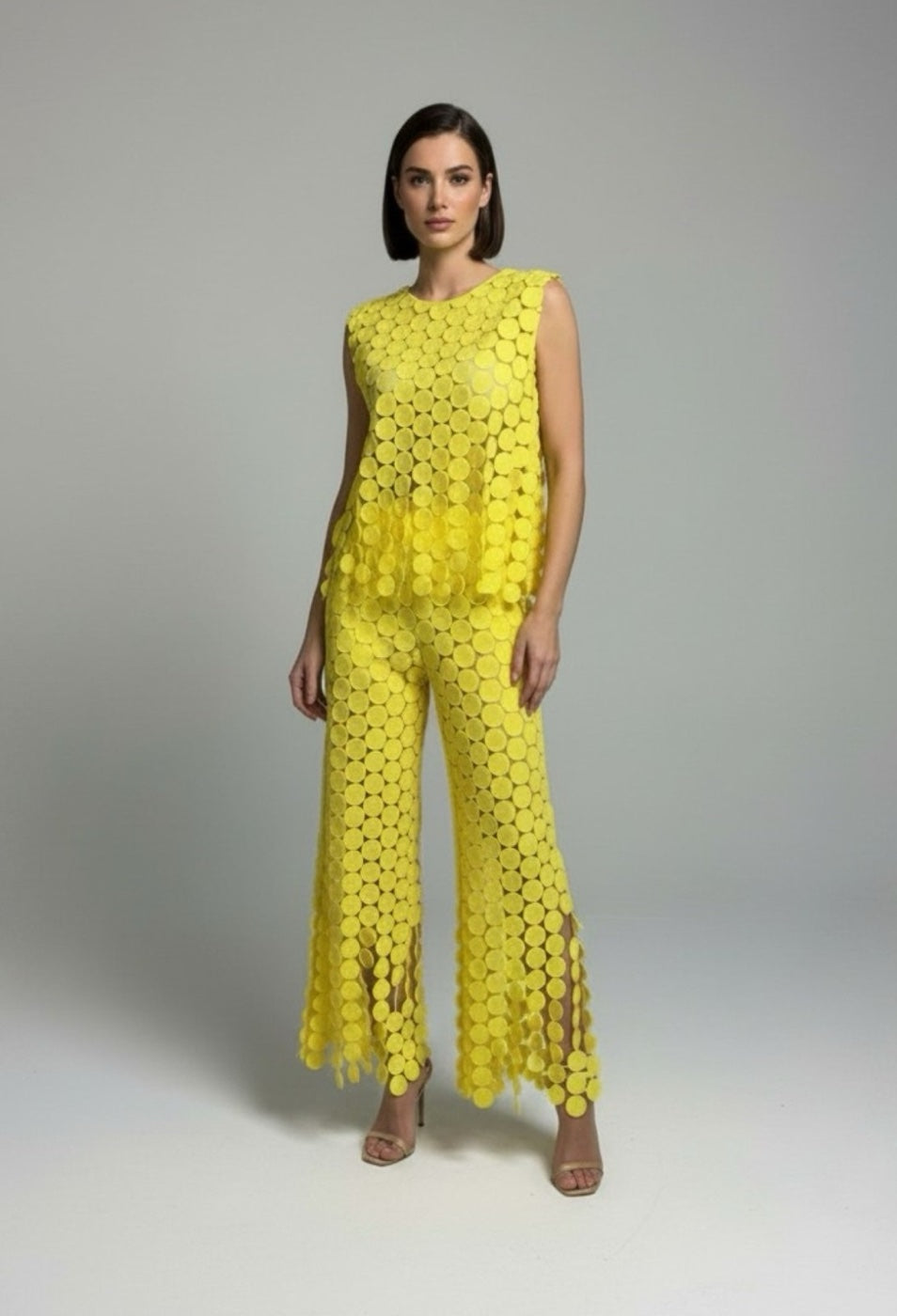 Circular Lace Co-ord Set - Yellow