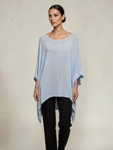 Women's Flowing Asymmetric Top - Sky Blue