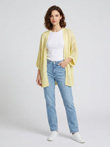 Textured Knit Open Front Cardigan - Lemon