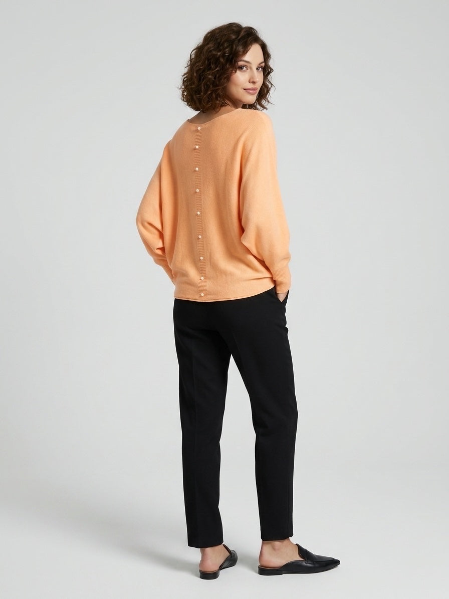 Boat Neck Knit Sweater - Peach (2)