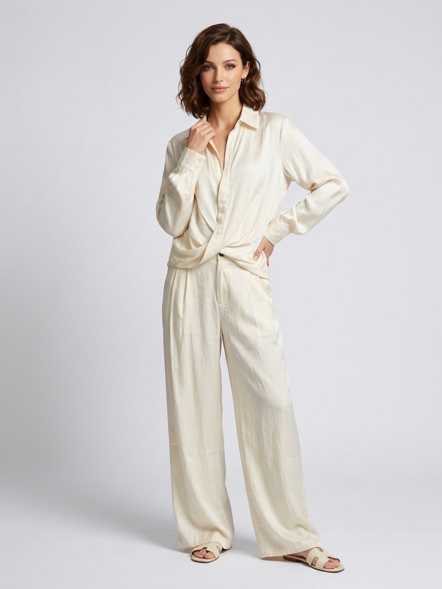 Layers wrap over Top  Co-ord - Cream