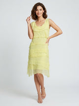 Tiered Ruffle Midi Dress - Lemon