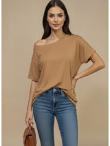 The Relaxed Off-the-Shoulder Top - Camel