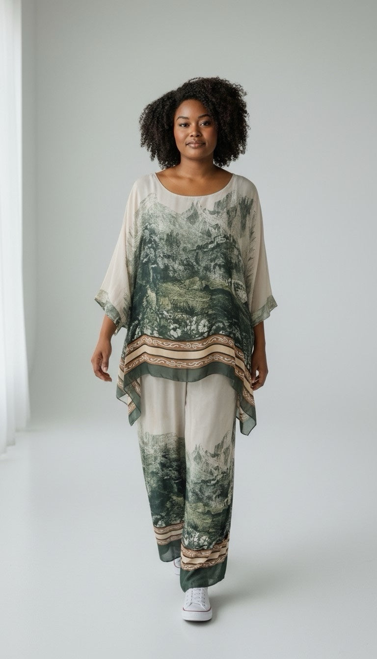 Scenic Vista Kaftan Set - Khaki