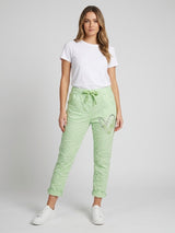 Sparkling Heart Crushed Effect Trousers - Lime