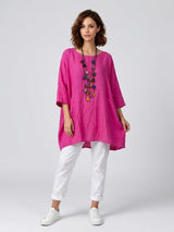 Linen A-Line Tunic - Fuchsia