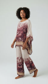 Scenic Vista Kaftan Set - Burgundy