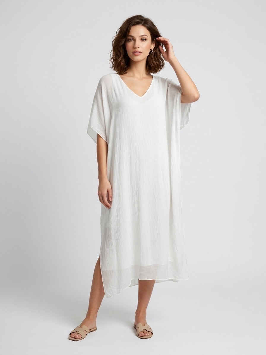 Kaftan Maxi Dress - White