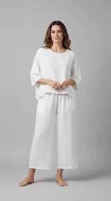 Wide-Leg Linen Set - White