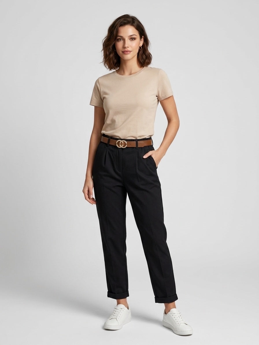 High Waist Tailored Trousers - Black
