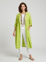 Flowing Linen Tunic Shirt - Lime