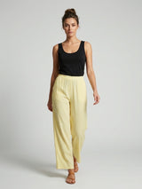 Crinkled Wide Leg Trousers - Yellow