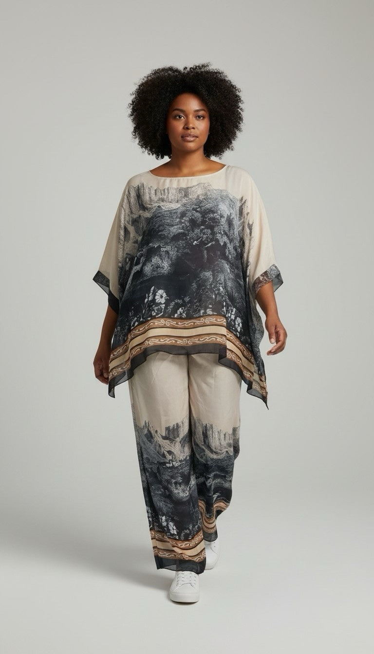Scenic Vista Kaftan Set - Black