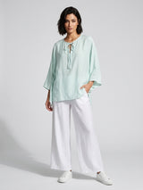 Effortless Crinkle Wide-Leg Trousers - Mint