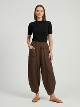 Relaxed Patch Pocket Trousers - Brown