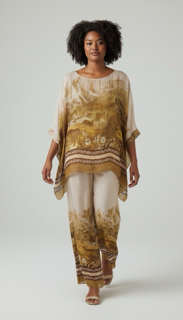 Scenic Vista Kaftan Set - Mustard
