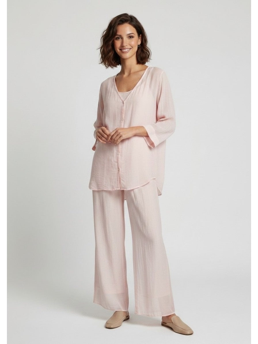 Silk Blend Lounge Set - Soft Pink