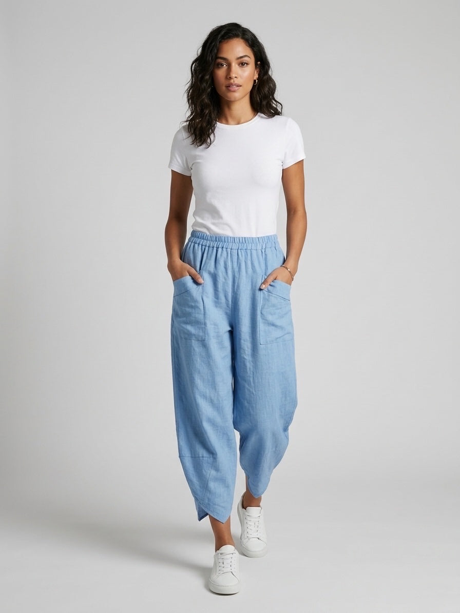 Relaxed Patch Pocket Trousers - Denim
