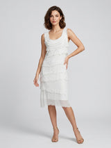 Tiered Ruffle Midi Dress - Biege