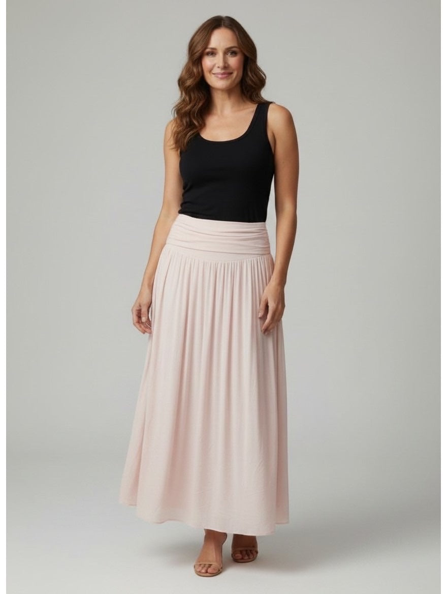 Smocked Waist Maxi Skirt - Soft Pink