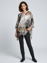 Marbled Print Chiffon Tunic - White