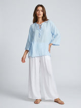 Effortless Crinkle Wide-Leg Trousers - Blue
