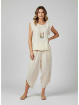 Ruffled Sleeve Set - Beige