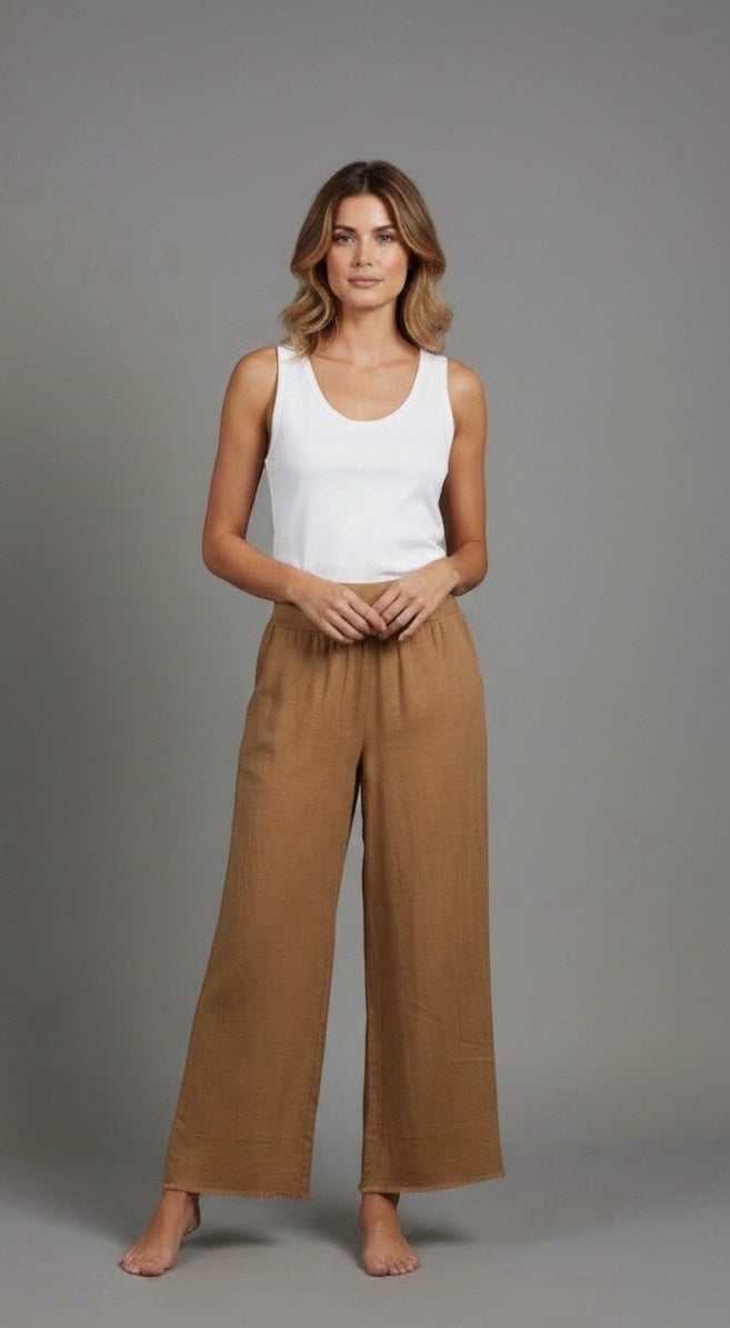 Textured Wide-Leg Culottes - Canel