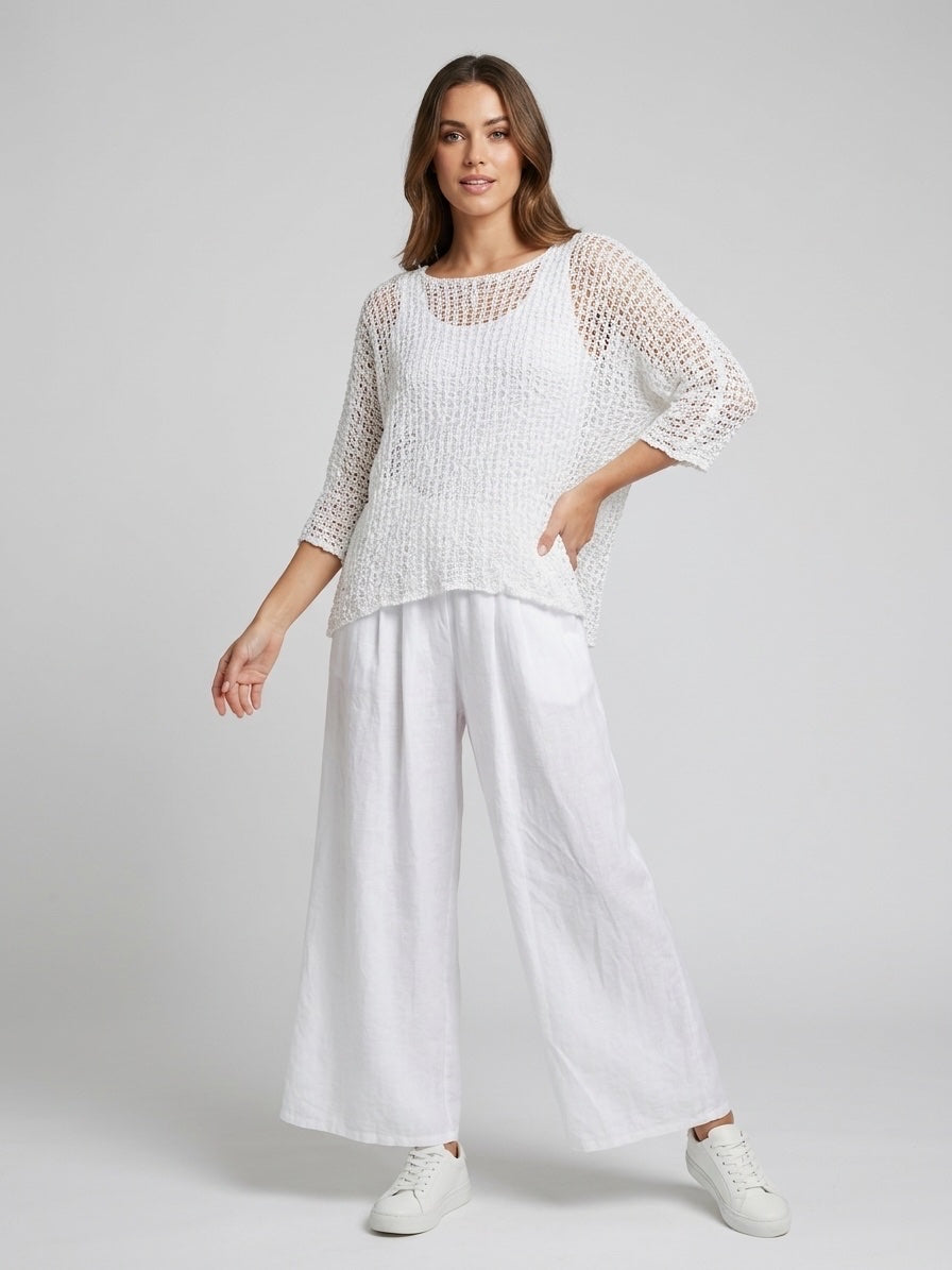 Popcorn poncho - White